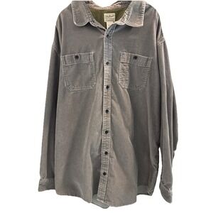 LL Bean Shirt Mens XXL Tall Gray Corduroy Button Down Traditional Casual Outdoor